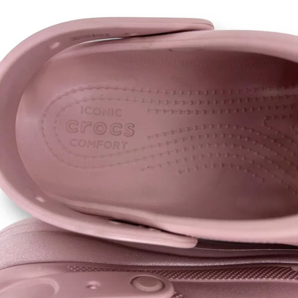 Crocs Classic Crush Shimmer Clogs Clay Pink Mens Size 12 Chunky Platform
